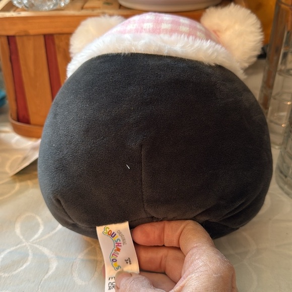 Adorable Black and White Penguin Stuffed Animal with Pink Hat - Picture 3 of 3